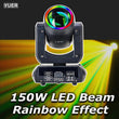 Lyre LED beam 150 W à anneau lumineux, effet arc-en-ciel, 7 gobos, DMX 12 canaux