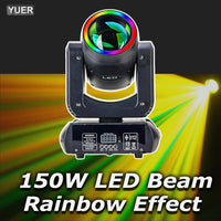 Lyre LED beam 150 W à anneau lumineux, effet arc-en-ciel, 7 gobos, DMX 12 canaux
