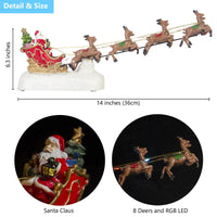 Traîneau et rennes lumineux du Père Noël, figurine de village, 36 cm