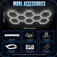 Kit éclairage LED hexagonal garage 3, 5, 8 ou 14 hexagones 6500 K