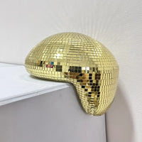 Boule à facettes déco à poser, demi-boule fondue en miroir, 20 cm