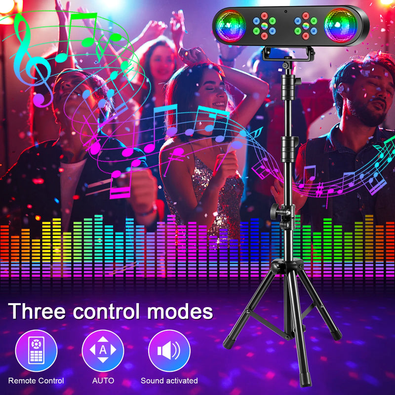 Jeu de lumière soirée à 2 boules magiques – trois modes de commande : télécommande, automatique et sonore