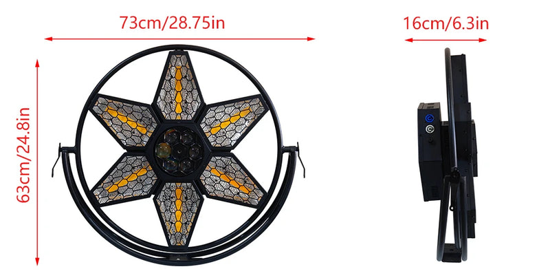 Projecteur vintage étoile – dimensions 73 x 63 x 16 cm