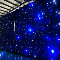 Rideau ciel étoilé LED – mur de salle en bleu et blanc