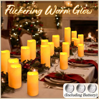 Bougies colonnes LED flamme vacillante, piles incluses, lot de 9 à 120