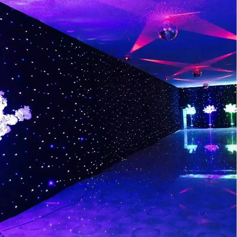 Rideau ciel étoilé LED noir DMX, bleu et blanc, 9 tailles de 2 x 3 à 4 x 6 m