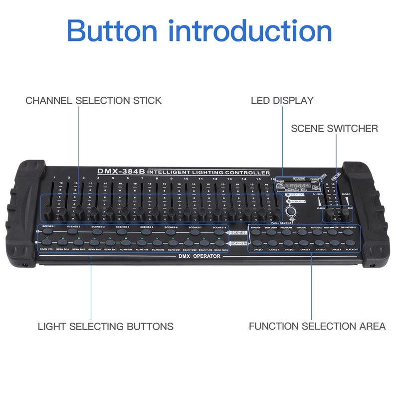 Console DMX512 384 canaux, contrôleur 24 appareils, micro et lampe