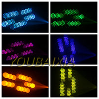 Lot de 2 ou 4 lyres LED 3 en 1 beam, spot et wash à halo RGB, 2 prismes, DMX 20 canaux