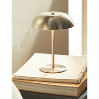 Lampe champignon métal sans fil rechargeable, commande tactile, 21 cm