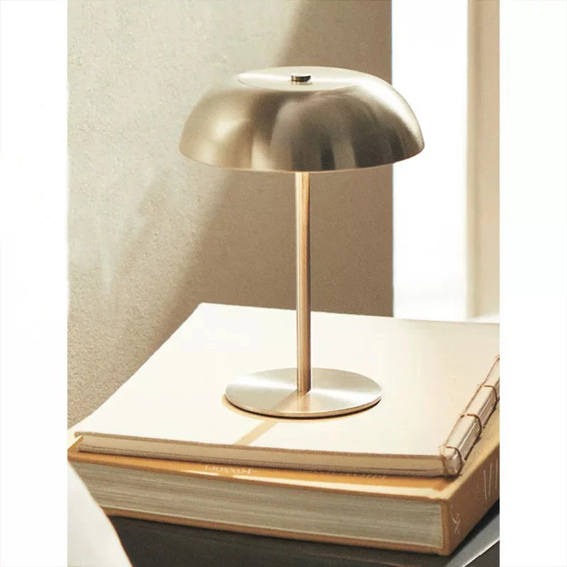 Lampe champignon métal sans fil rechargeable, commande tactile, 21 cm