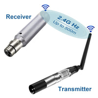 Kit DMX sans fil 2,4 GHz, 1 émetteur et 3 récepteurs rechargeables