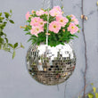 Jardinière suspendue boule à facettes miroir argentée, 15 ou 20 cm