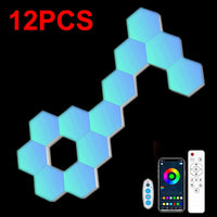 Applique hexagonale RGB – lot de 12 panneaux avec application et télécommandes