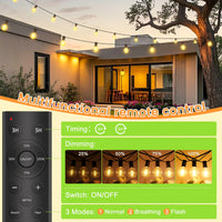 Guirlande guinguette extérieur 30 m, 30 ampoules LED G40, télécommande