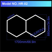Plafonnier hexagonal LED – modèle de 2 hexagones, 170 x 88 cm