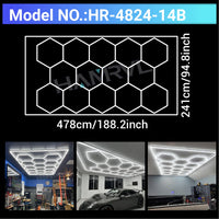 Plafonnier hexagonal LED – modèle de 14 hexagones avec cadre, 478 x 241 cm