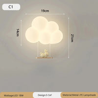 Applique murale nuage LED 18 W pour chambre d'enfant, cœur ou couronne