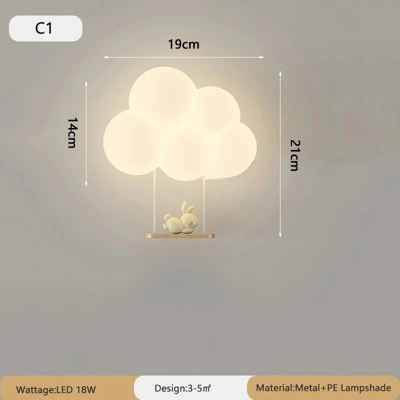 Applique murale nuage LED 18 W pour chambre d'enfant, cœur ou couronne