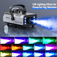 Machine à fumée 1200 W avec télécommande sans fil et 6 LED, réservoir 1 L