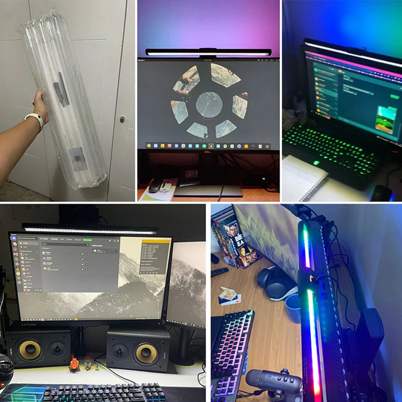 Barre lumineuse écran PC 44 cm en aluminium, RGB ou blanc, USB