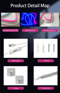 Néon Halloween – accessoires fournis : câble USB, vis, crochets et chaîne