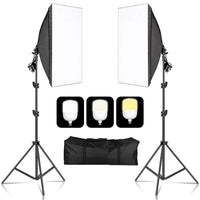 Kit softbox rectangulaire ou octogonal – kit à 2 softbox, ampoules à 3 teintes et sac de transport