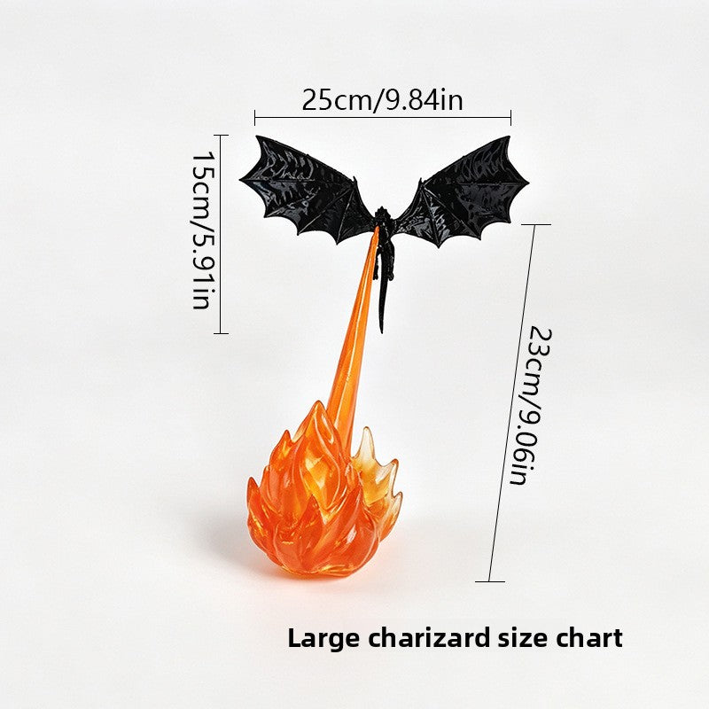 Dragon cracheur de feu – schéma du grand modèle, dimensions en centimètres
